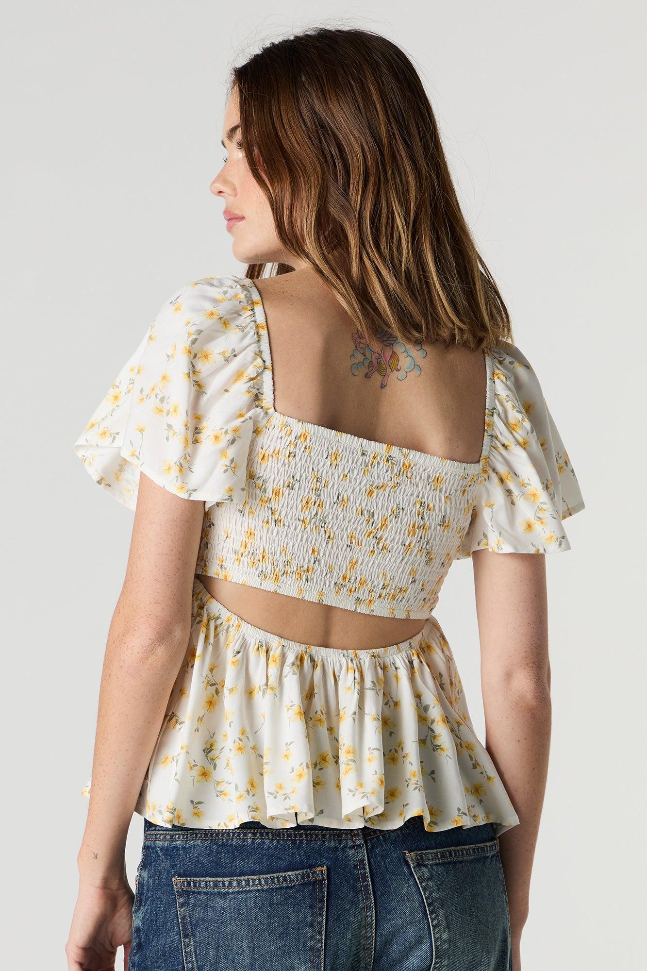 Floral Short Sleeve Milkmaid Top Female Product Image