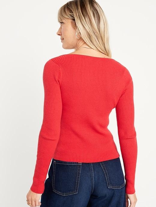 Fitted Rib-Knit Sweater Product Image