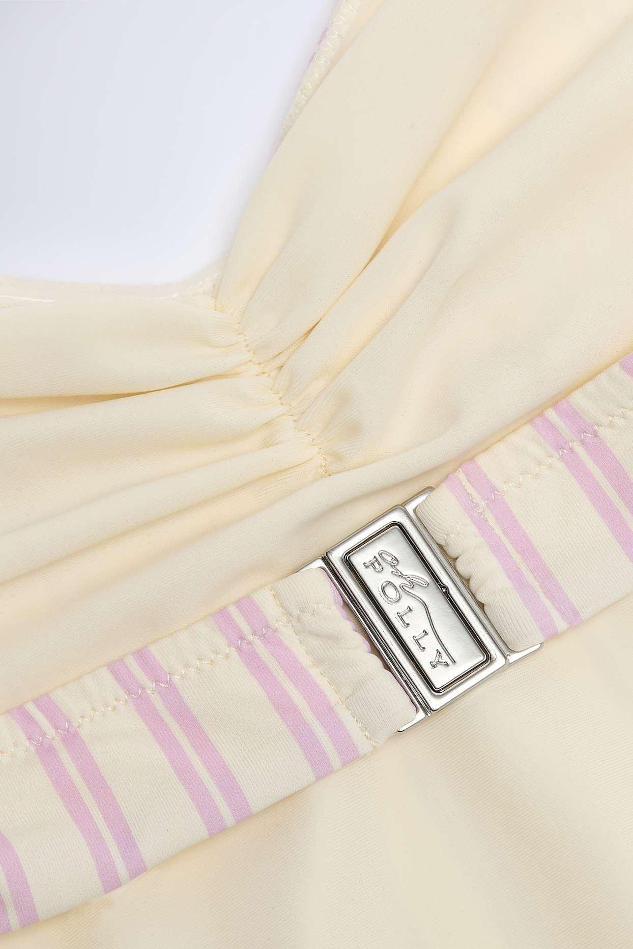 Cut-Out Halterneck Swimsuit in Mauve Double Stripe Product Image