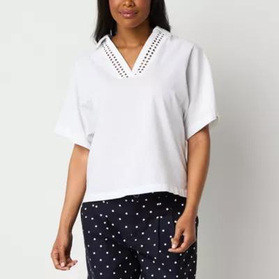 Liz Claiborne Womens V Neck Short Sleeve Blouse Product Image