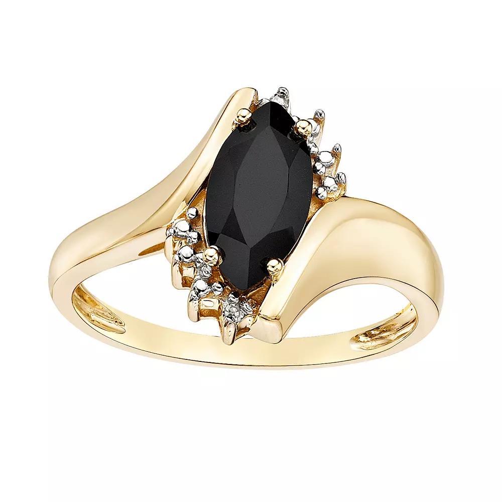 Gemminded 10k Gold Onyx & Diamond Accent Bypass Ring, Womens Yellow Product Image