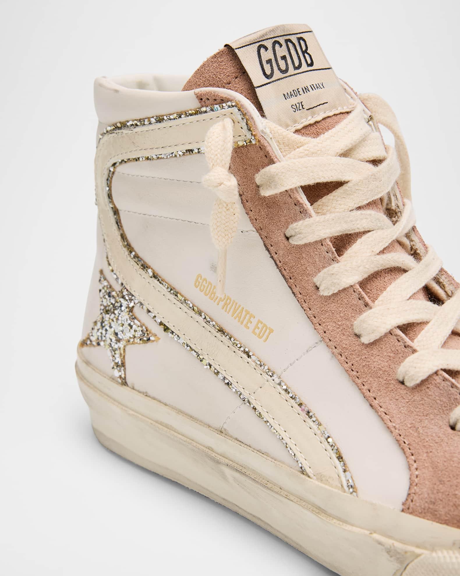 Slide Leather Glitter Mid-Top Sneakers Product Image