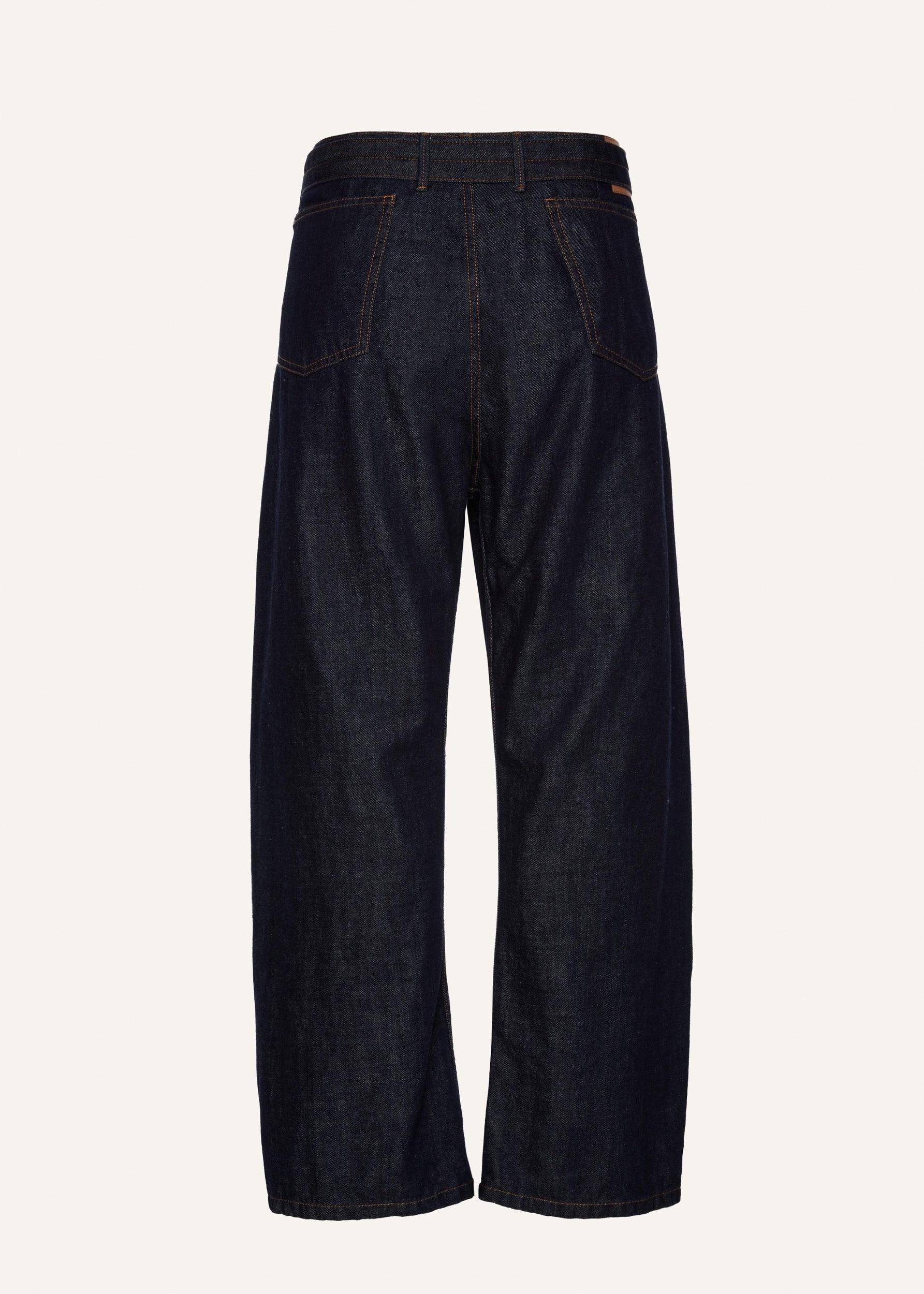 Belted loose fit denim in navy Product Image