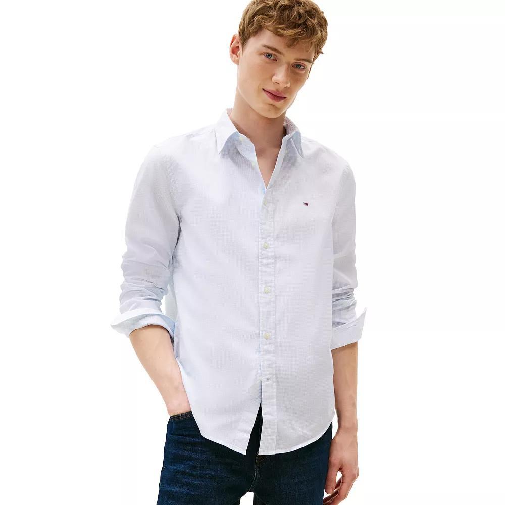 Men's Tommy Hilfiger Woven Long Sleeve Button Down Shirt, Size: XL, Optic White Print Product Image