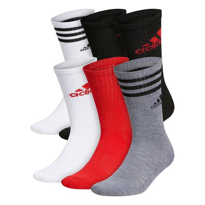 adidas Mens Athletic Cushioned Mixed Crew Socks - 6pk. - White/black Product Image