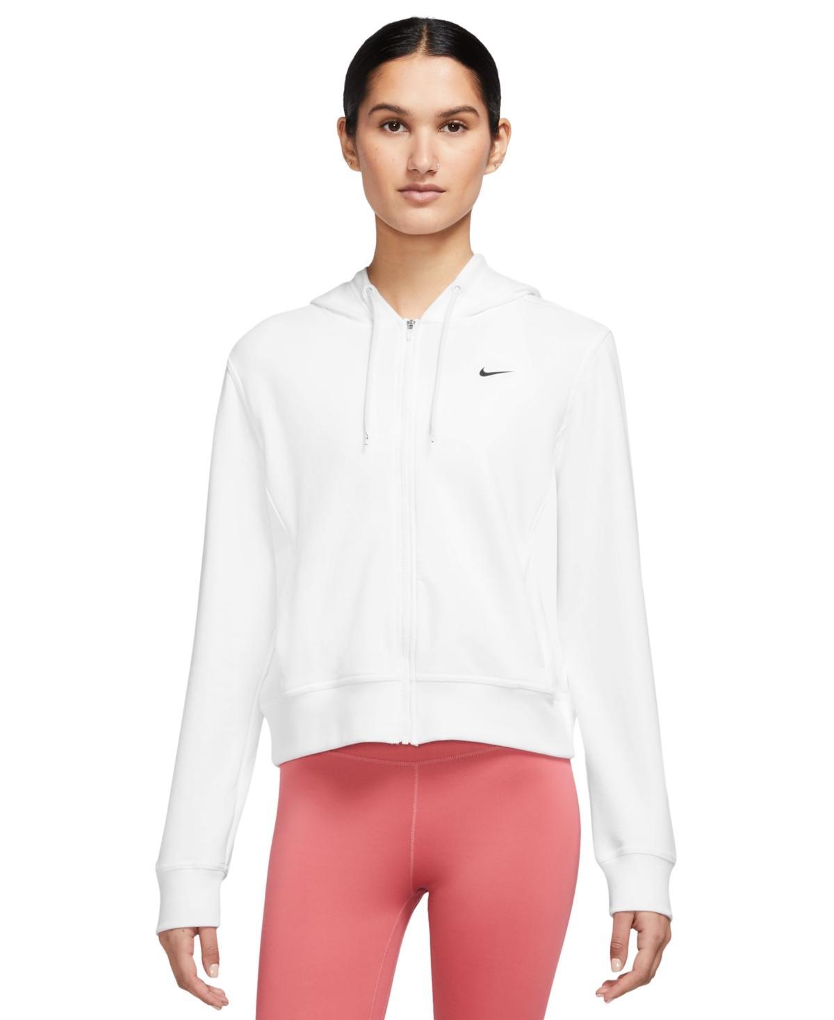 Nike Women's One Dri-FIT French Terry Full-Zip Hoodie in Black/Black Size XL Cotton/Polyester/Spandex Product Image