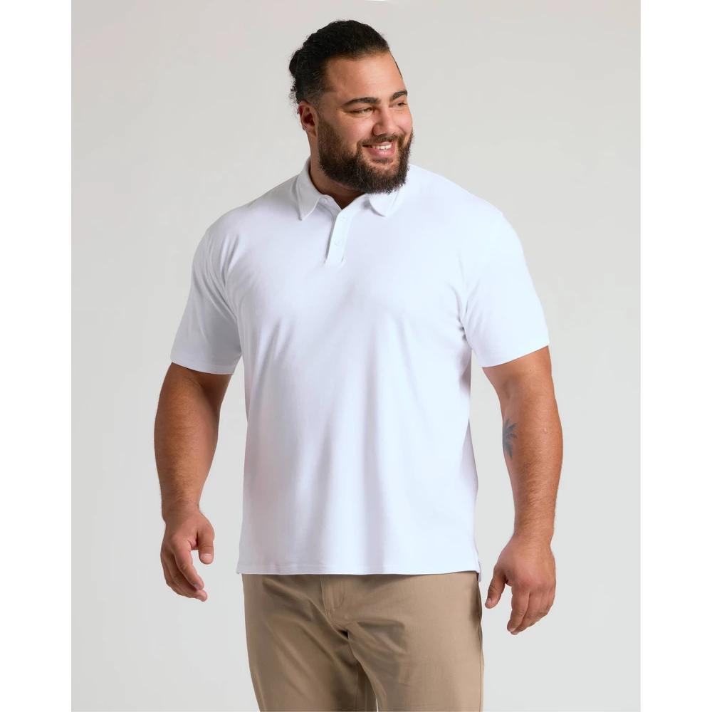 True Classic Men's Short Sleeve Collar Neck Pima Polo Shirt - White L Product Image