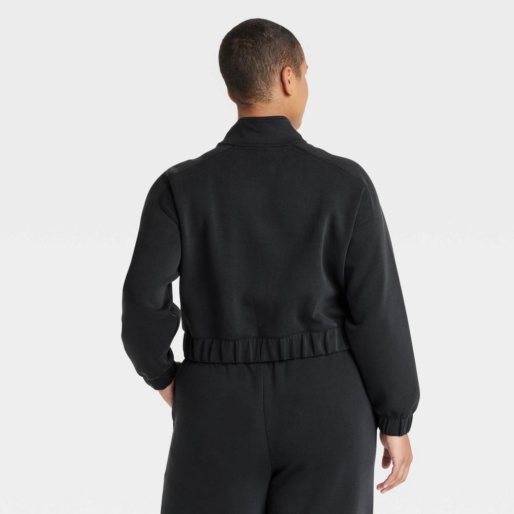 Womens Airy Sleek Full Zip Jacket - All In Motion Black S: Lightweight Relaxed Fit, Recycled Polyester, Side Pocket Product Image