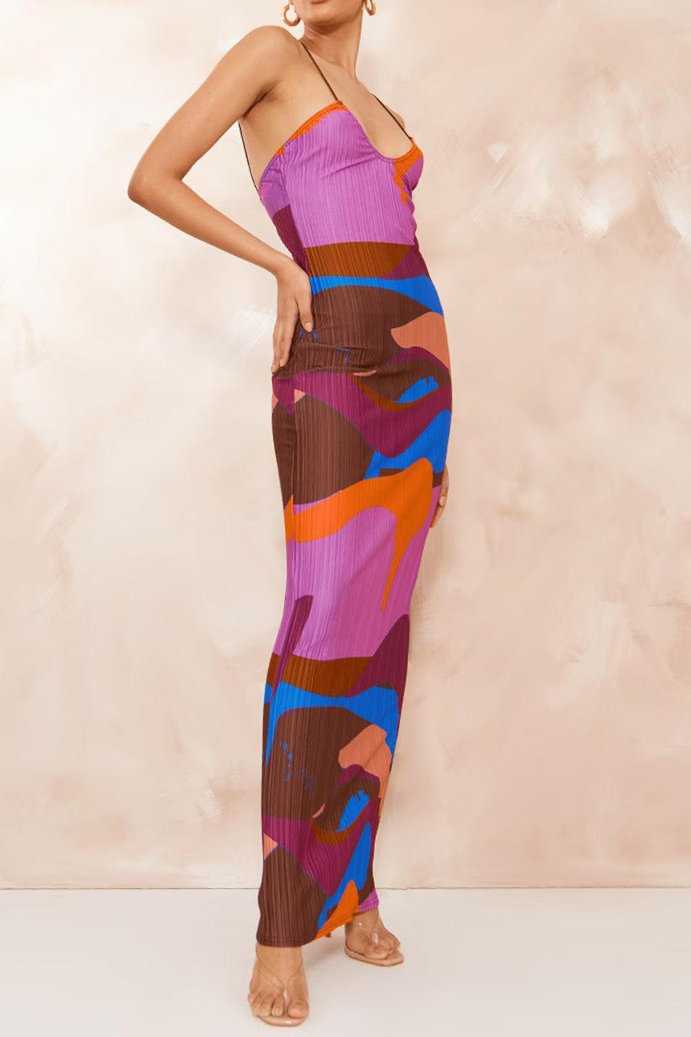 Backless Printed Maxi Cami Dress Product Image