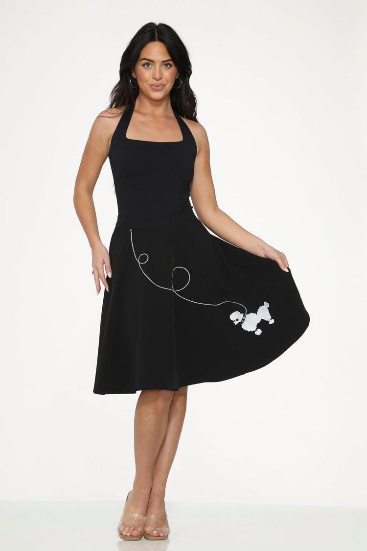 Black Embroidered Poodle Skirt Product Image