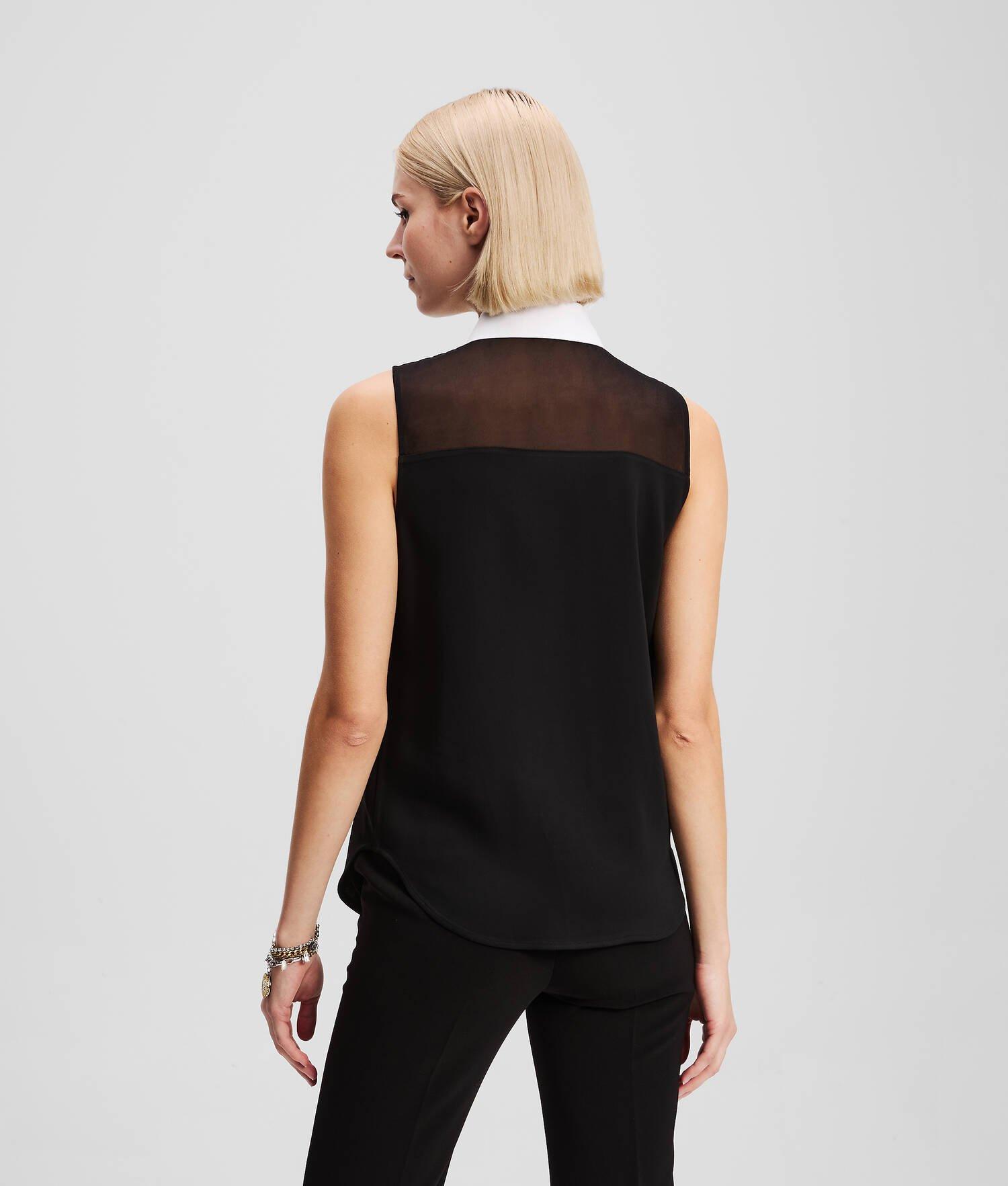 POPLIN COLLAR SLEEVELESS BLOUSE Product Image