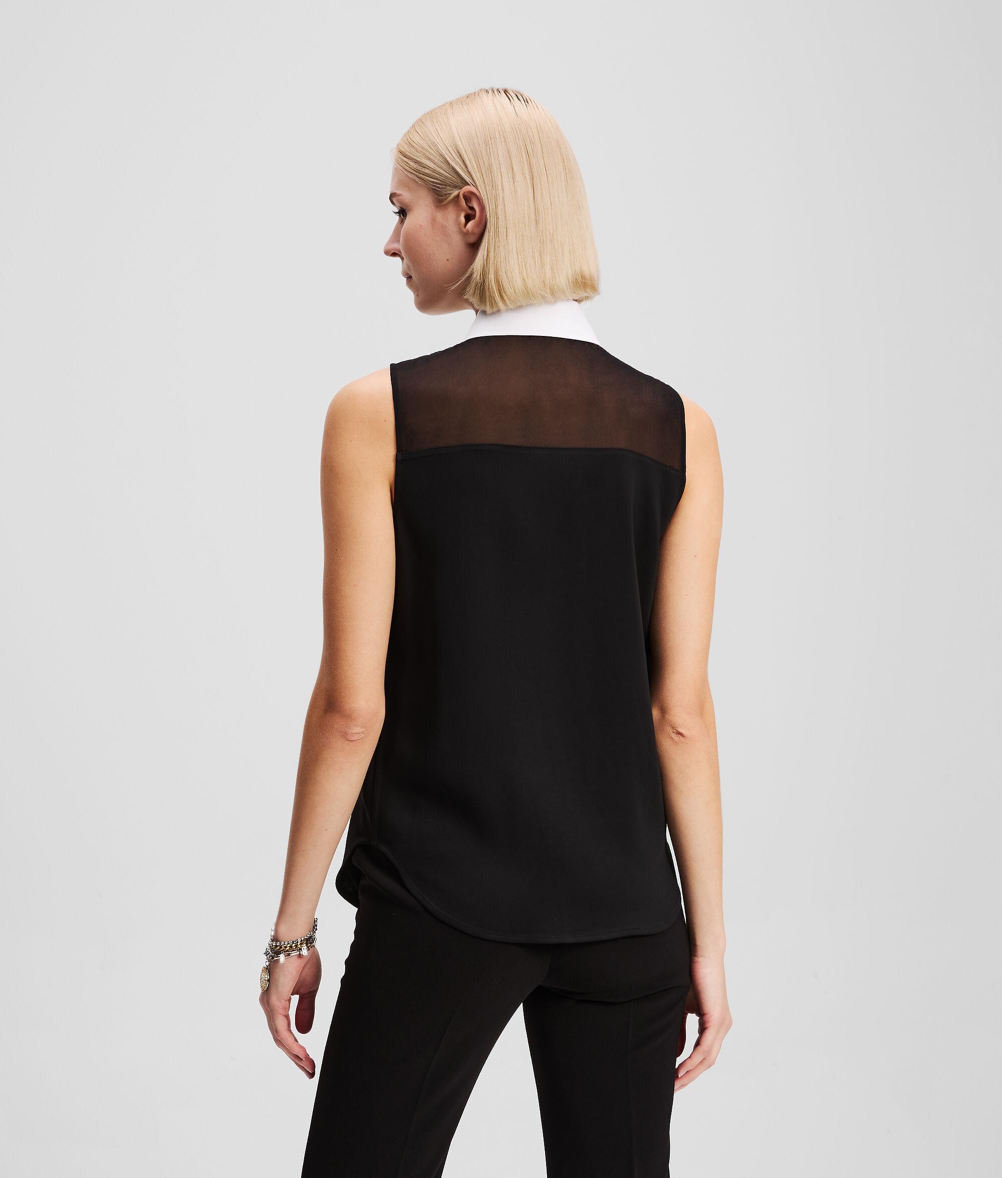 POPLIN COLLAR SLEEVELESS BLOUSE Product Image