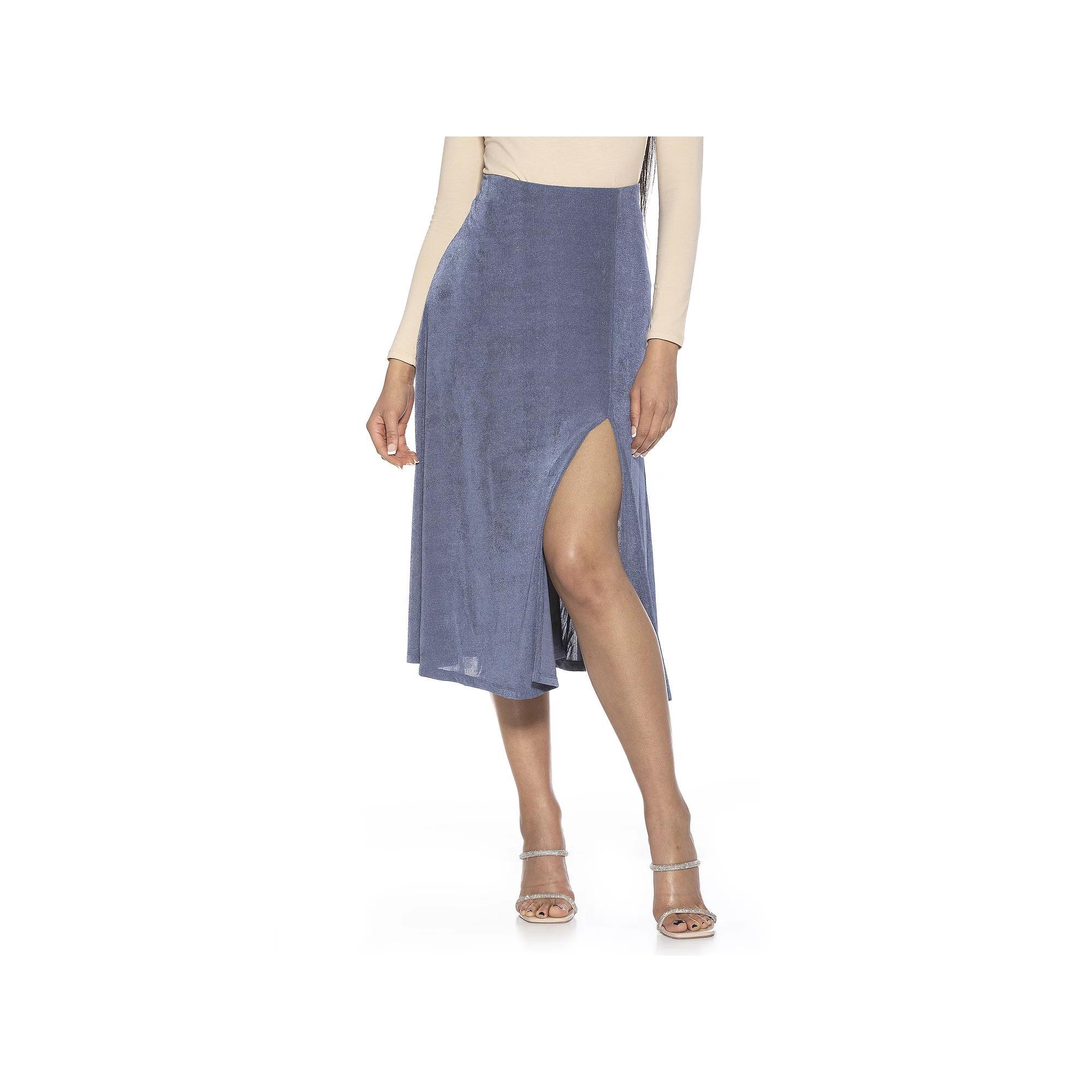 Women's ALEXIA ADMOR Slit Midi Full Skirt, Size: Medium, Green Product Image