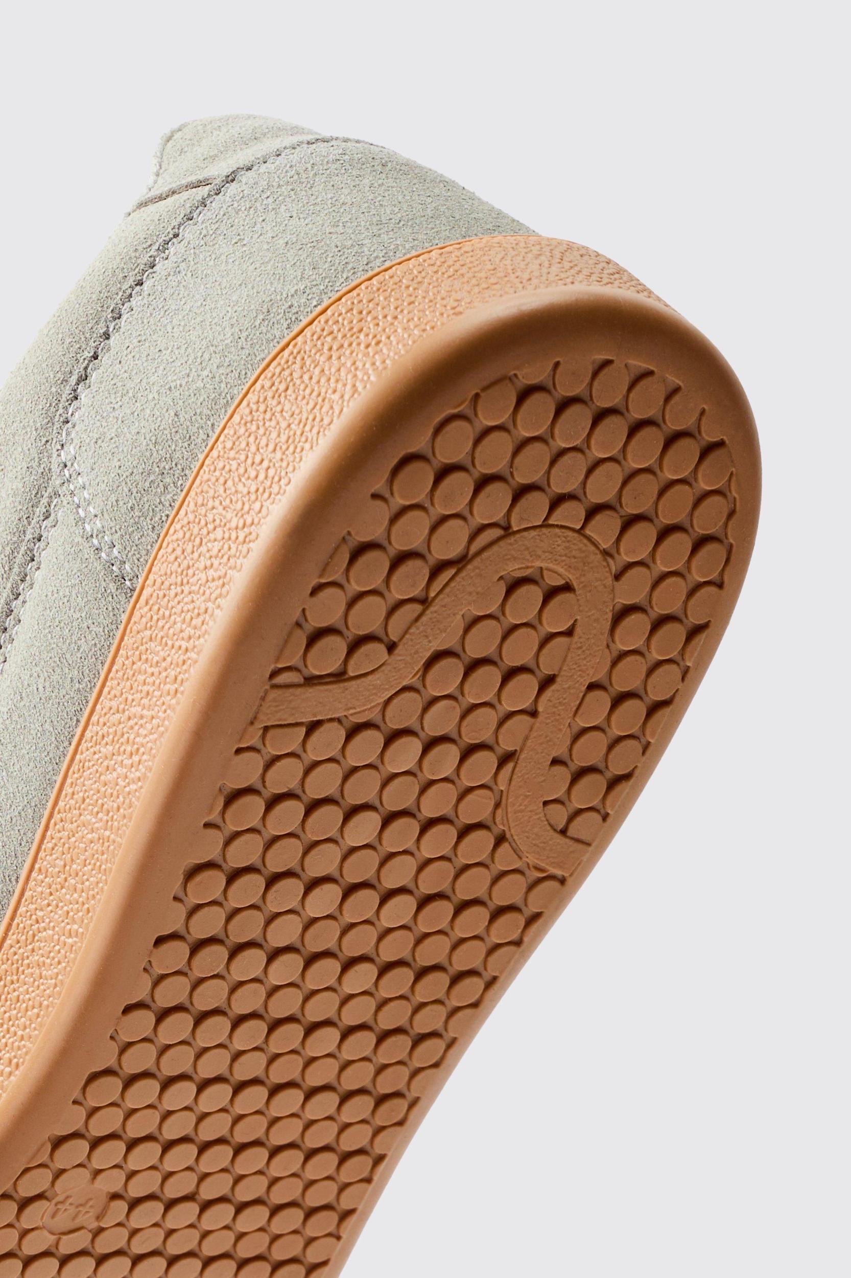 Faux Suede Trainer In Grey with white detail | boohooMAN USA Product Image