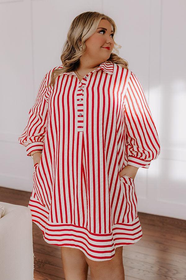 Charleston Charm Stripe Mini Dress in Rose Curves Product Image