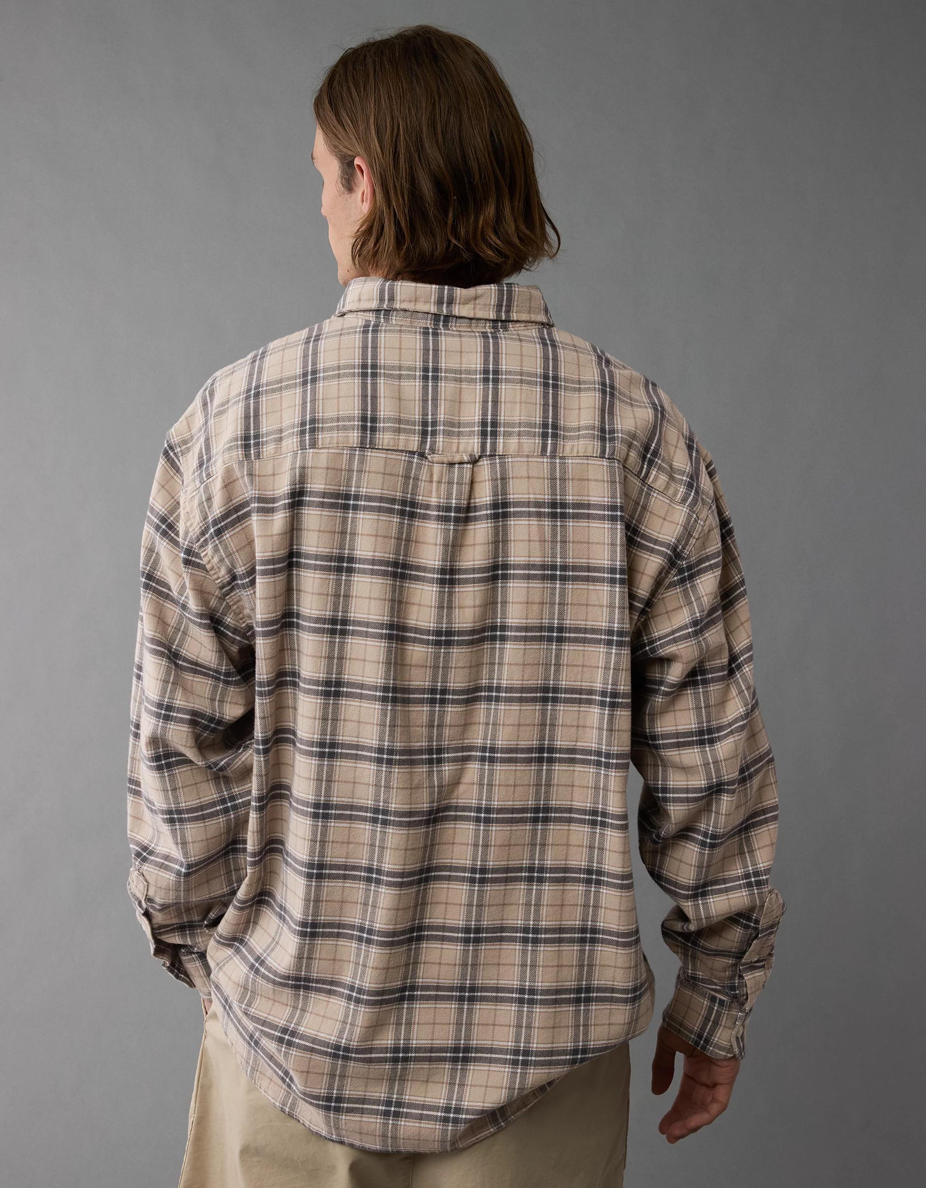 AE Everyday Plaid Flannel Button-Up Shirt Product Image