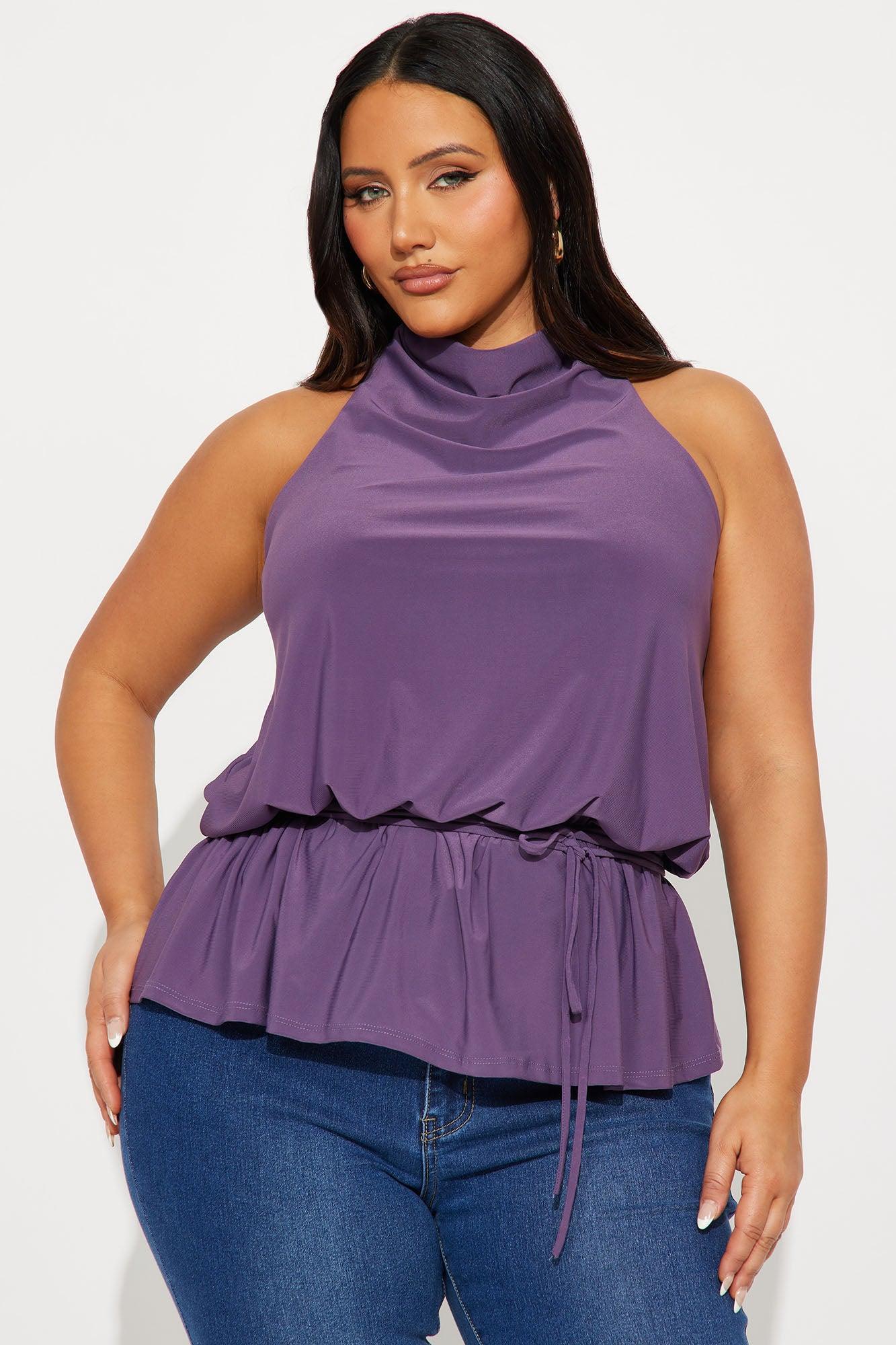 Beth High Neck Halter Top - Plum Product Image