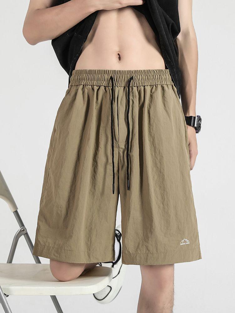 Drawstring Waist Plain Shorts Product Image