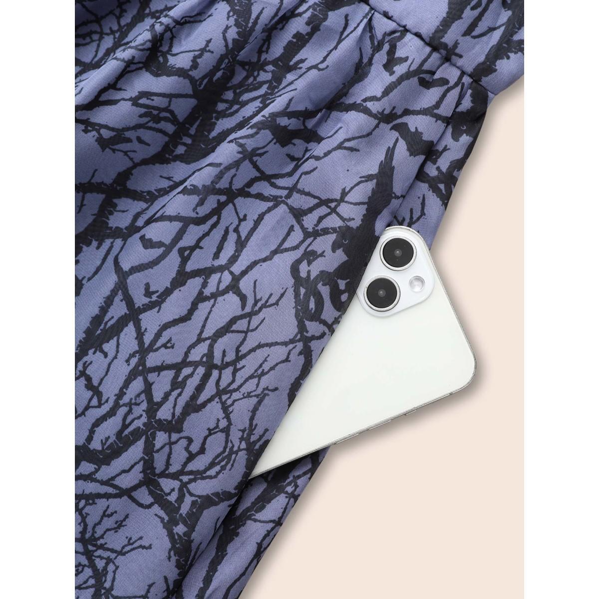 Plus Size Twilight Vines And Ruffle Neckline Midi Dress DimGray Women Cocktail See through Party Curvy Bloomchic 18-20/2X Product Image