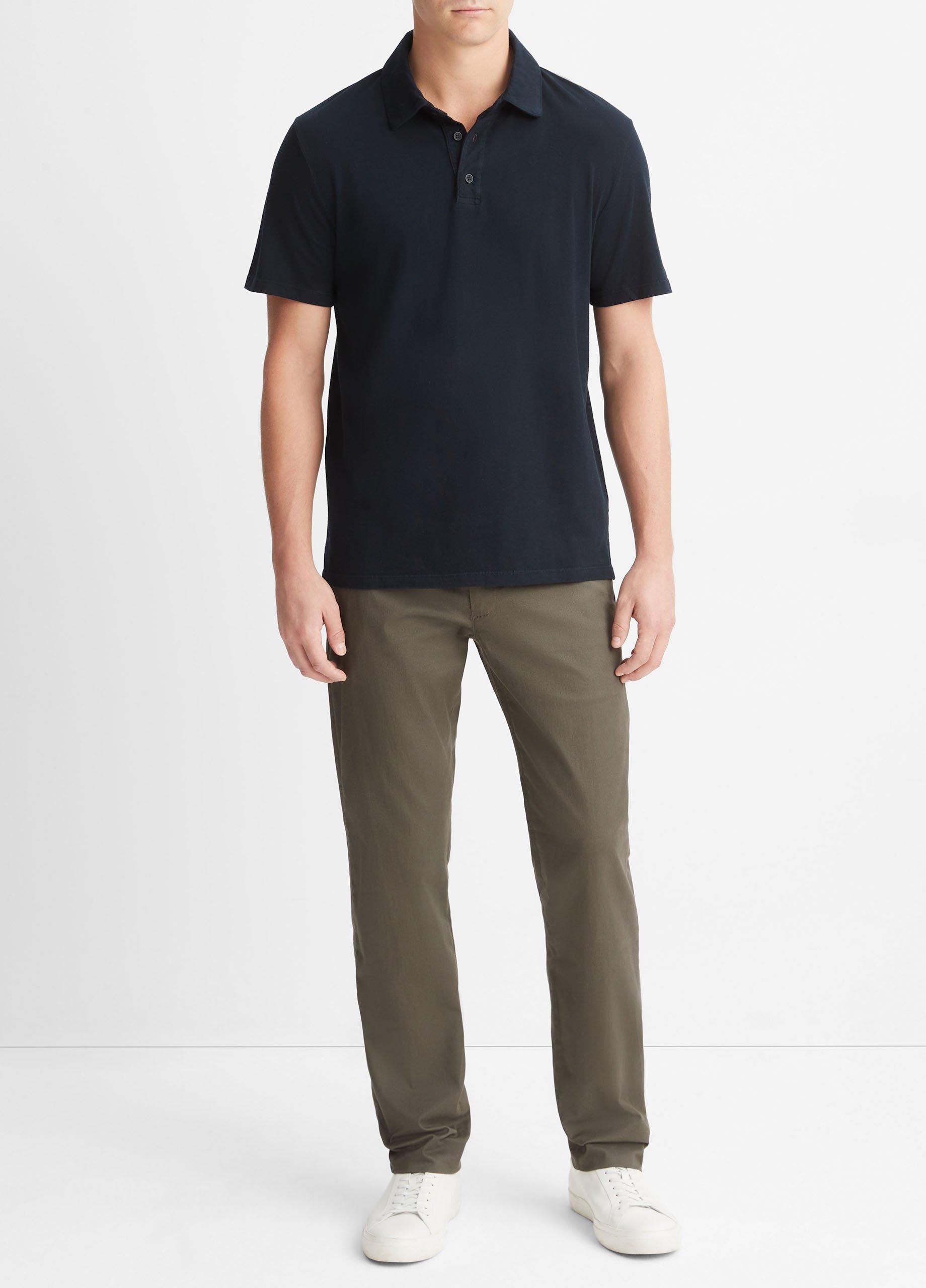 Mens Garment Dye Cotton Polo Shirt, Optic White, Size S Vince Product Image