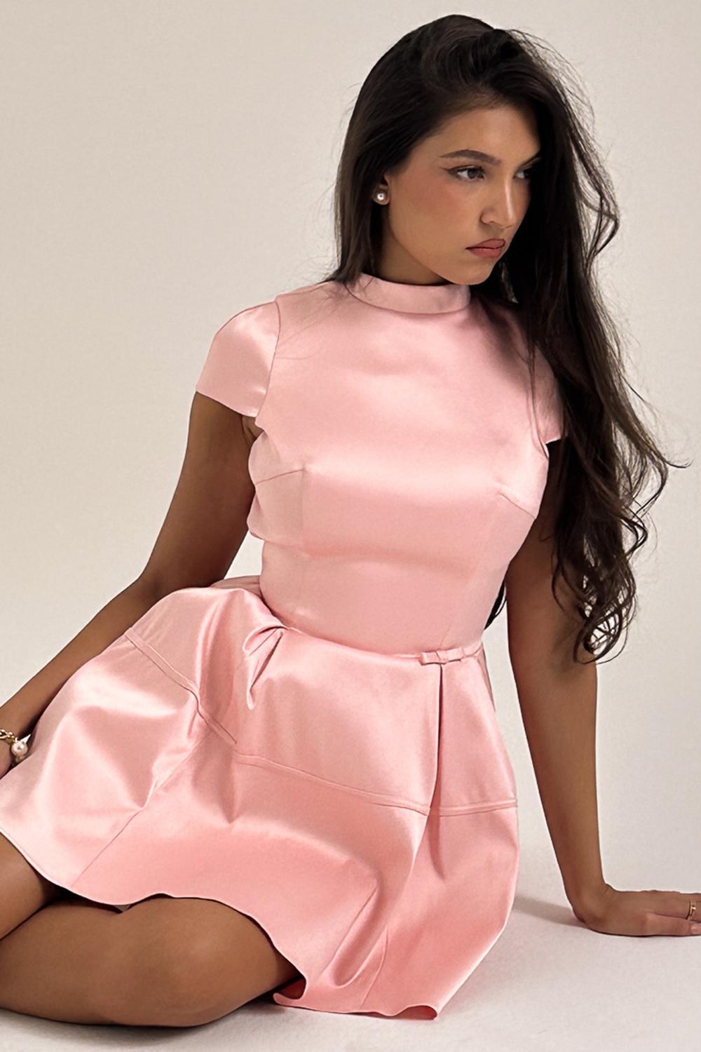 Saida Parisian Pink Backless Mini Dress Product Image