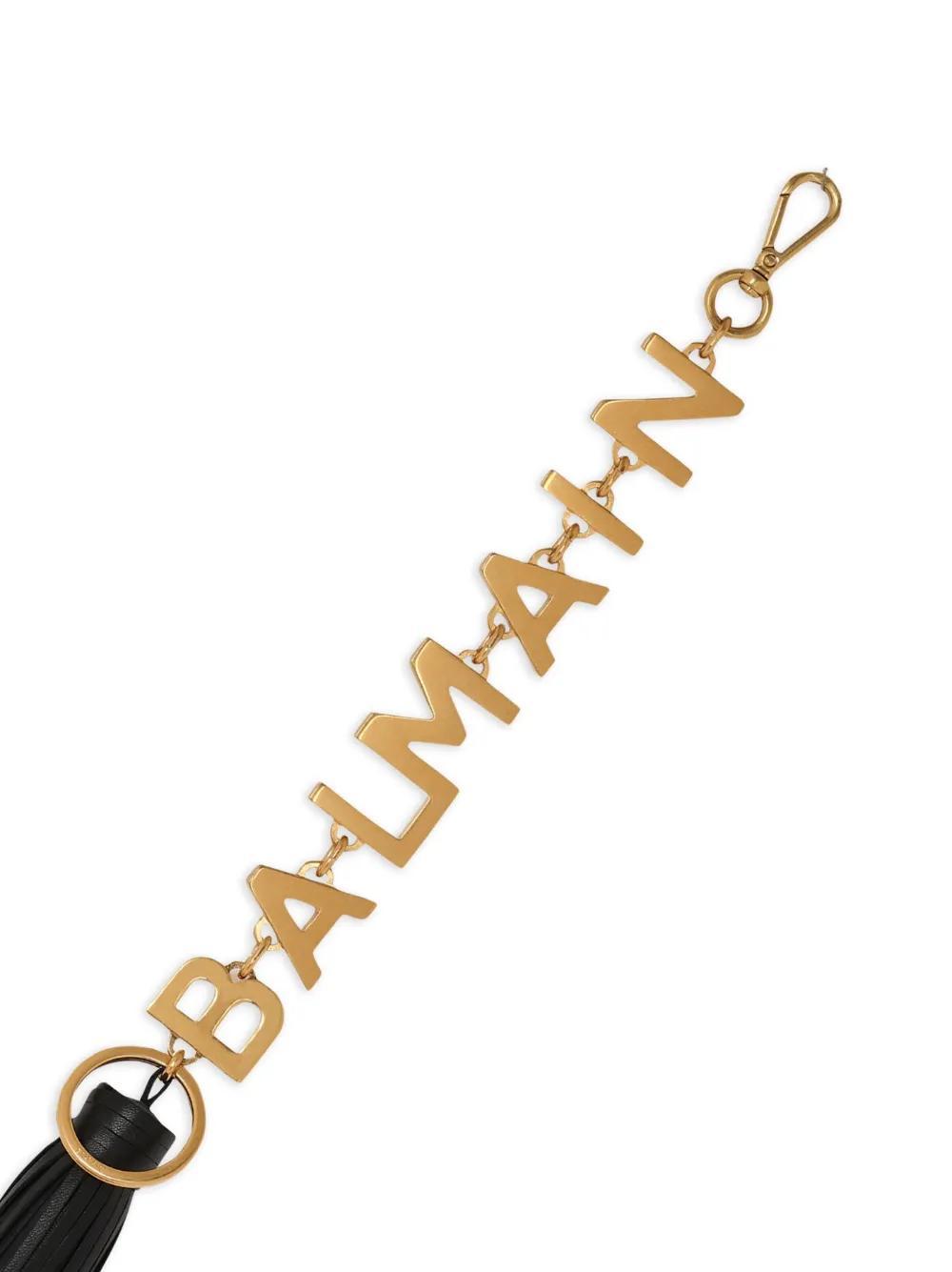 BALMAIN Leather-tassel Logo Key Chain In Black Product Image