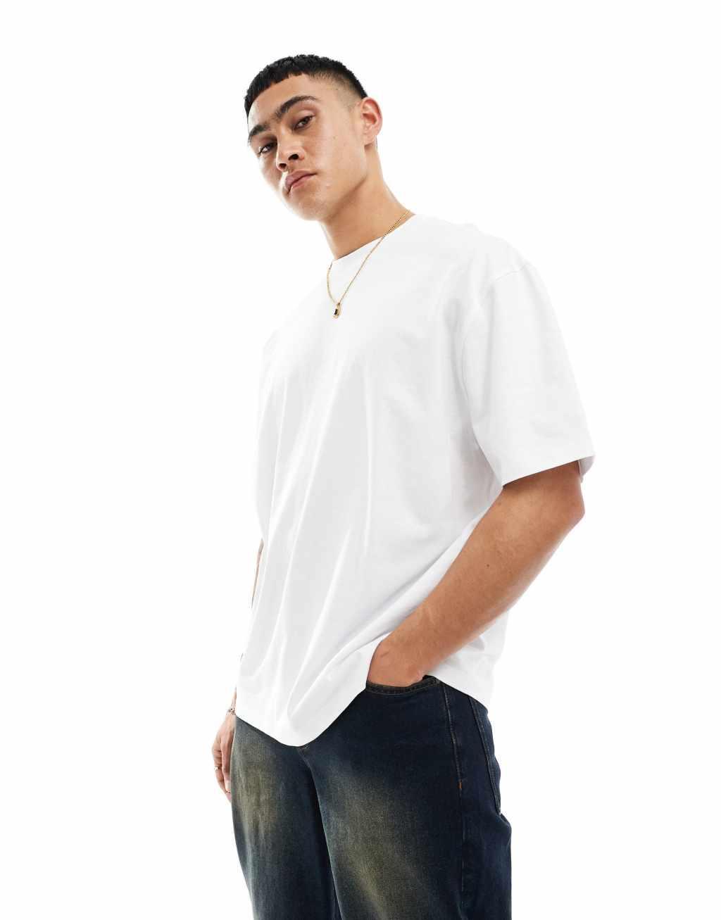 ASOS DESIGN oversized t-shirt in white with back text print  Product Image