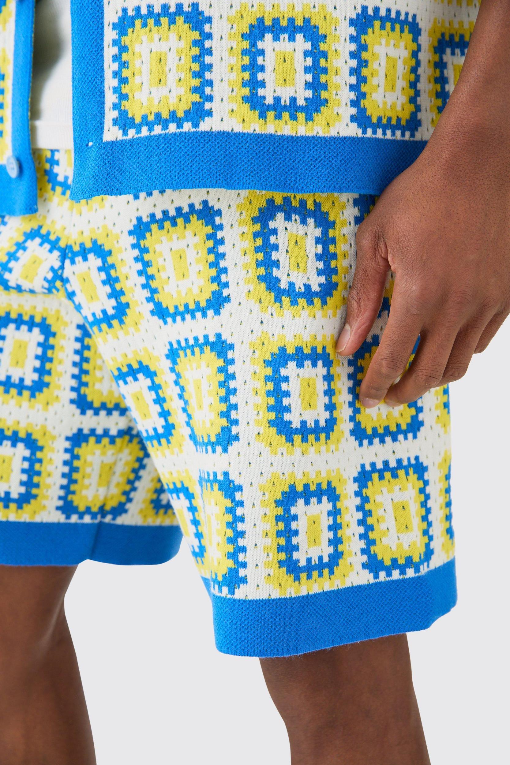 Relaxed Crochet Knit Short | boohooMAN USA Product Image