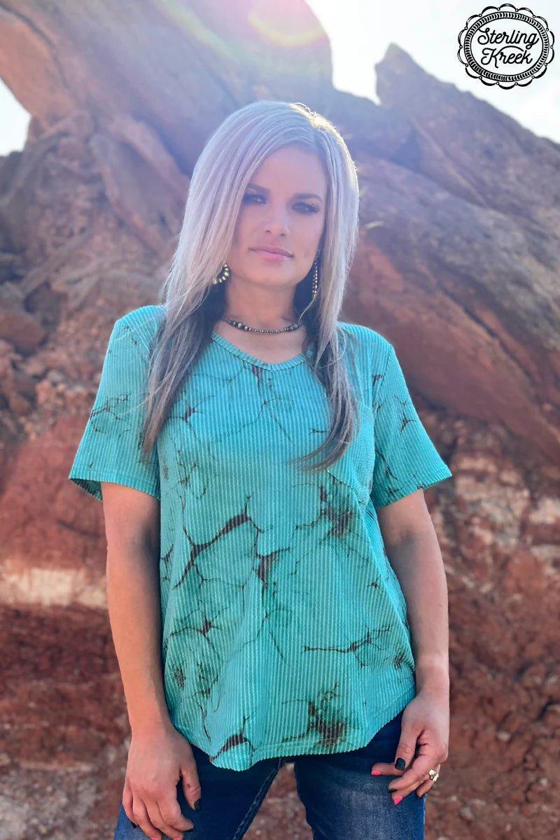 Sterling Kreek Turquoise Herd V-Neck Top Product Image