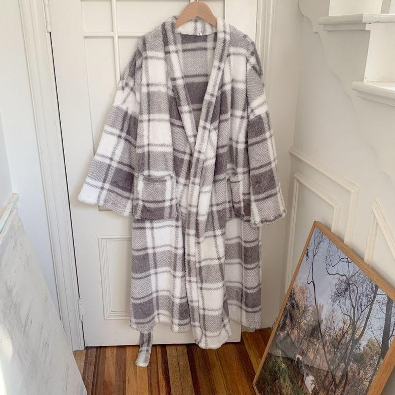 Couple Matching Plaid Pajama Robe Product Image