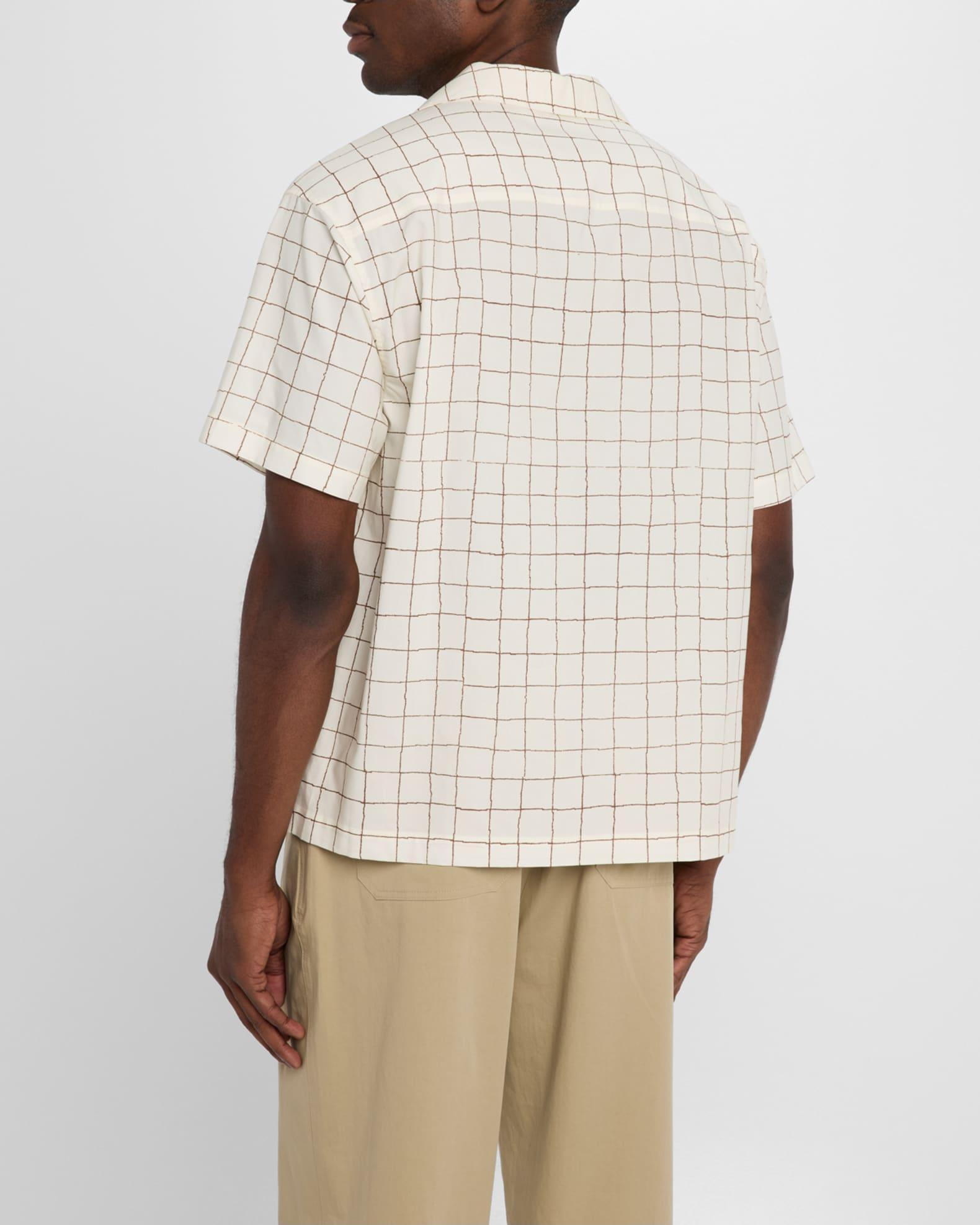Men's Grid-Print Camp Shirt Product Image
