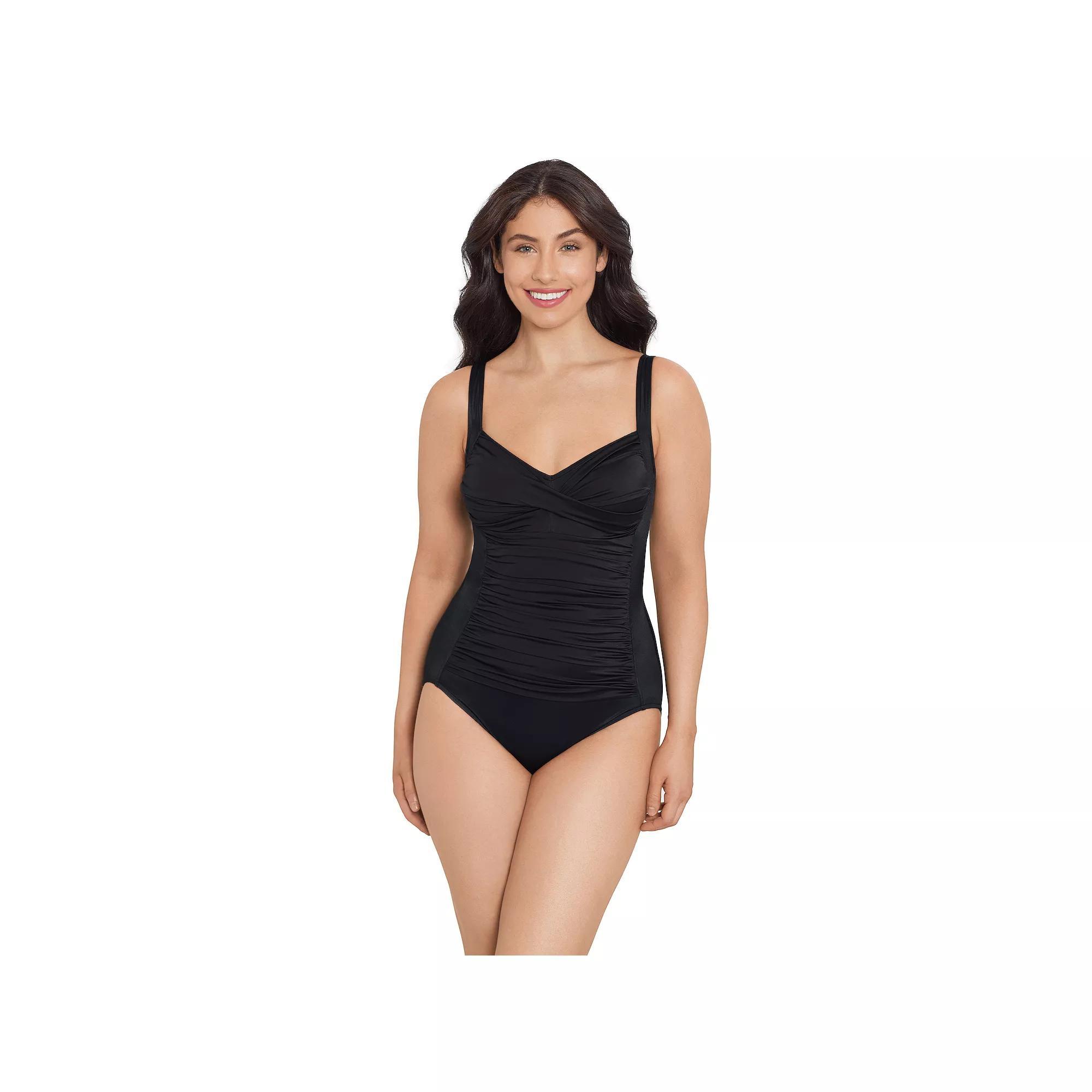 Women's Trimshaper Averi Allover Control One-Piece Swimsuit, Size: 14, Black Product Image