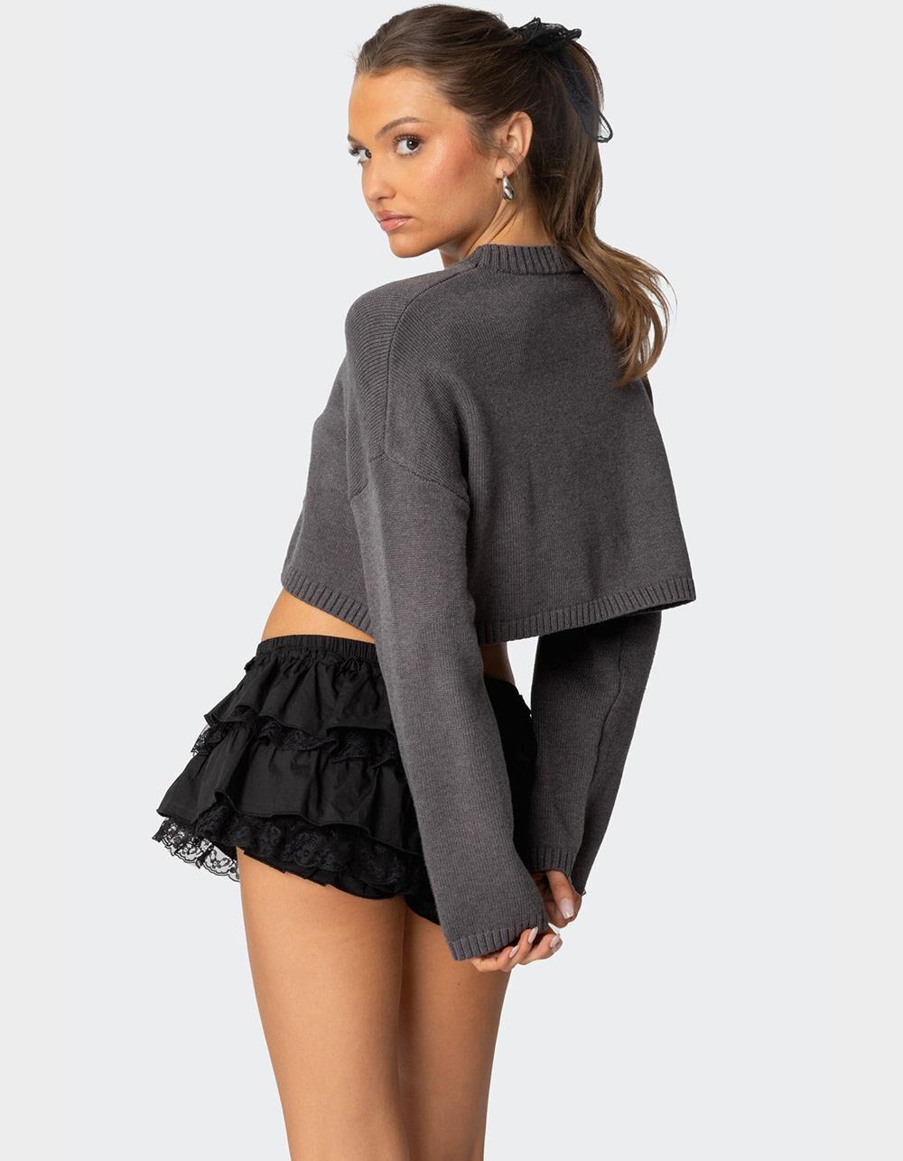 EDIKTED Knit Bow Cropped Sweater Product Image