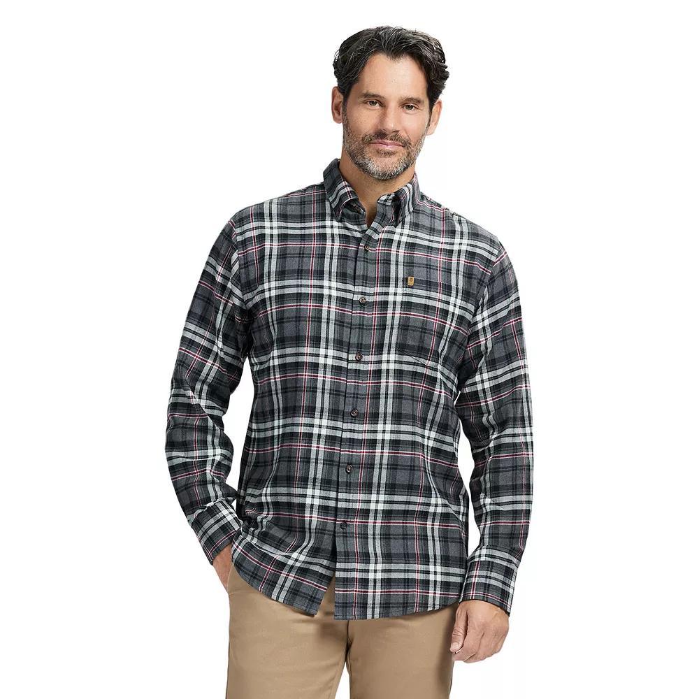 Men's IZOD Stratton Flannel Long Sleeve Button Down Shirt, Size: Small, Asphalt Red Product Image