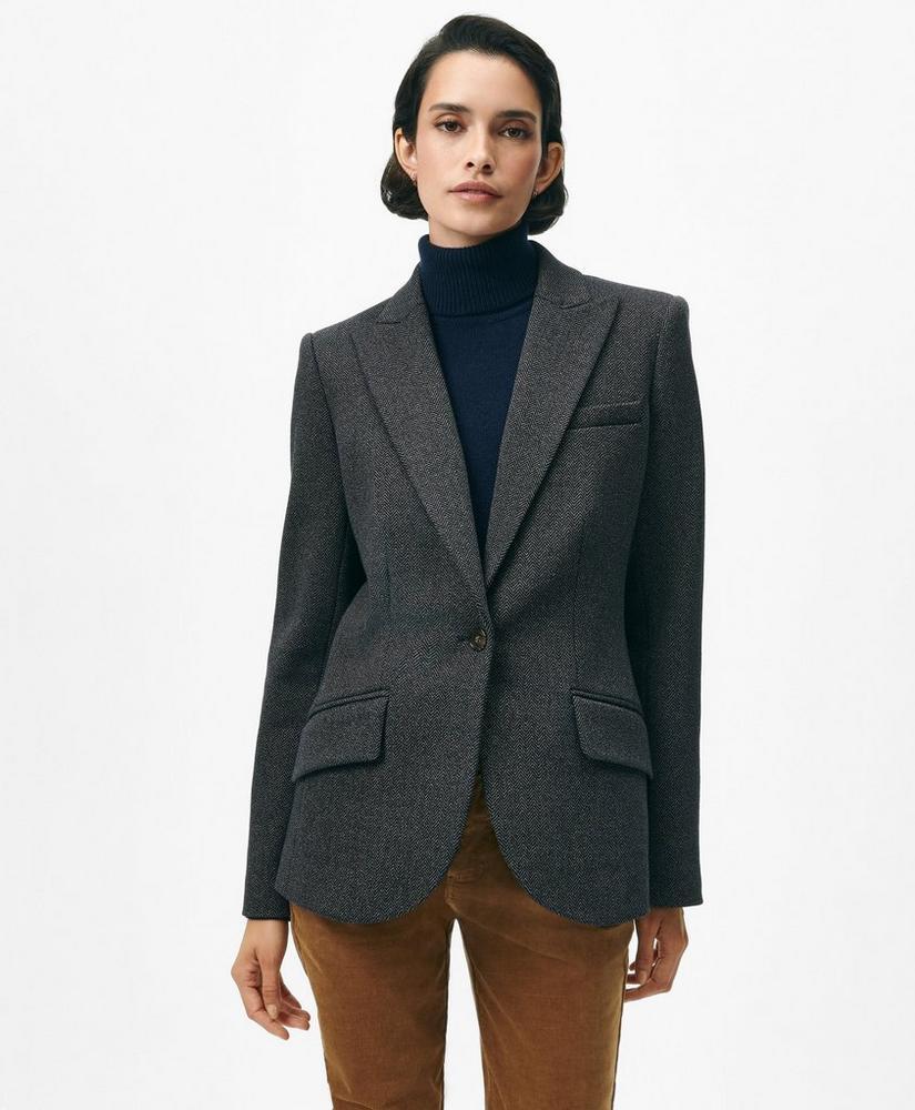 Peak Lapel Jacket in Herringbone Cotton Blend Product Image