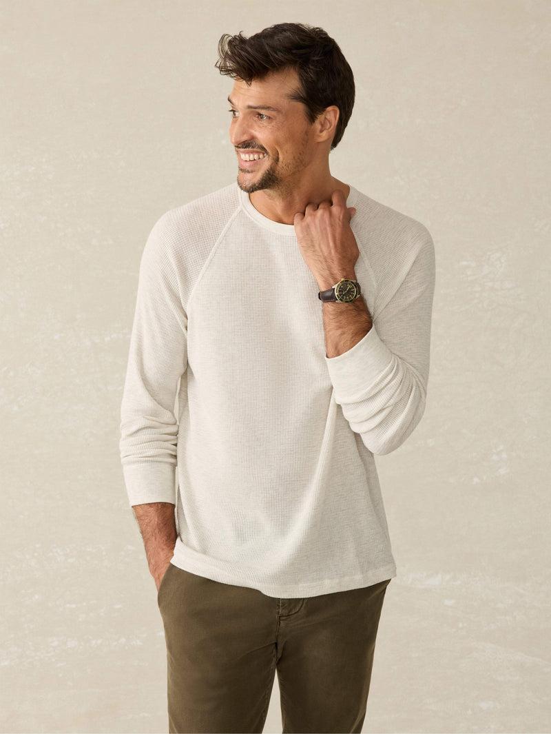 Long-Sleeve Cloud Waffle Crew - Ivory Heather Product Image