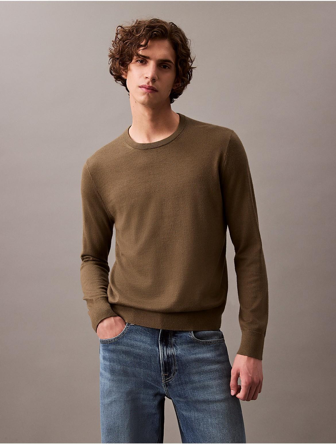 Calvin Klein Men's Extra Fine Merino Blend Crewneck Sweater - Black - S Product Image