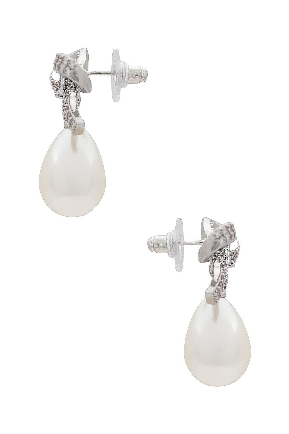 Pave Bow Pearl Drop Earring SHASHI Product Image