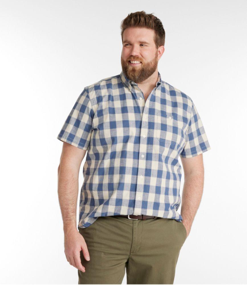 
                            Men's Comfort Stretch® Chambray Shirt, Traditional Untucked Fit, Short-Sleeve, Plaid
                         Product Image