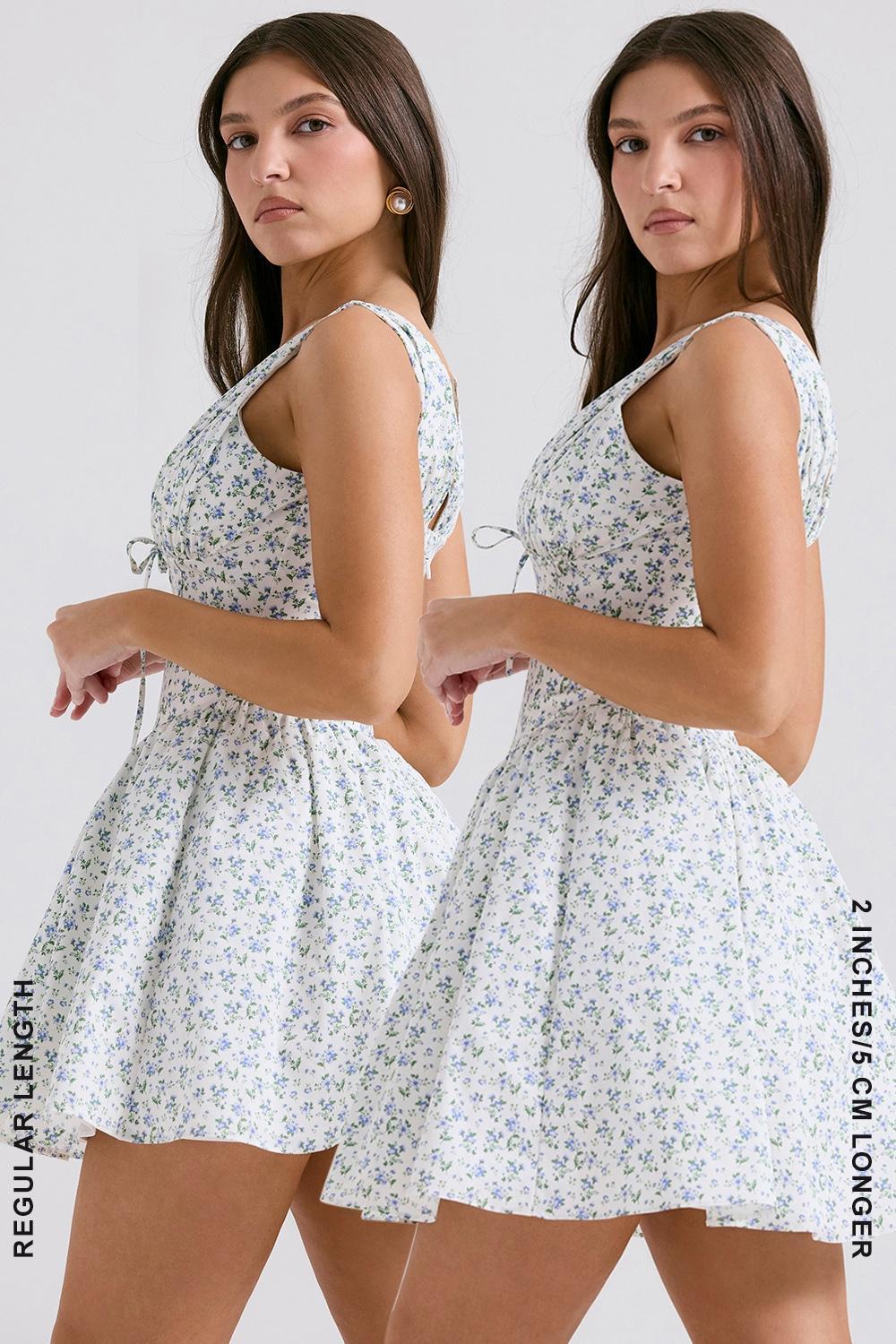 Fabrizia  white bluebell print corset mini dress Product Image