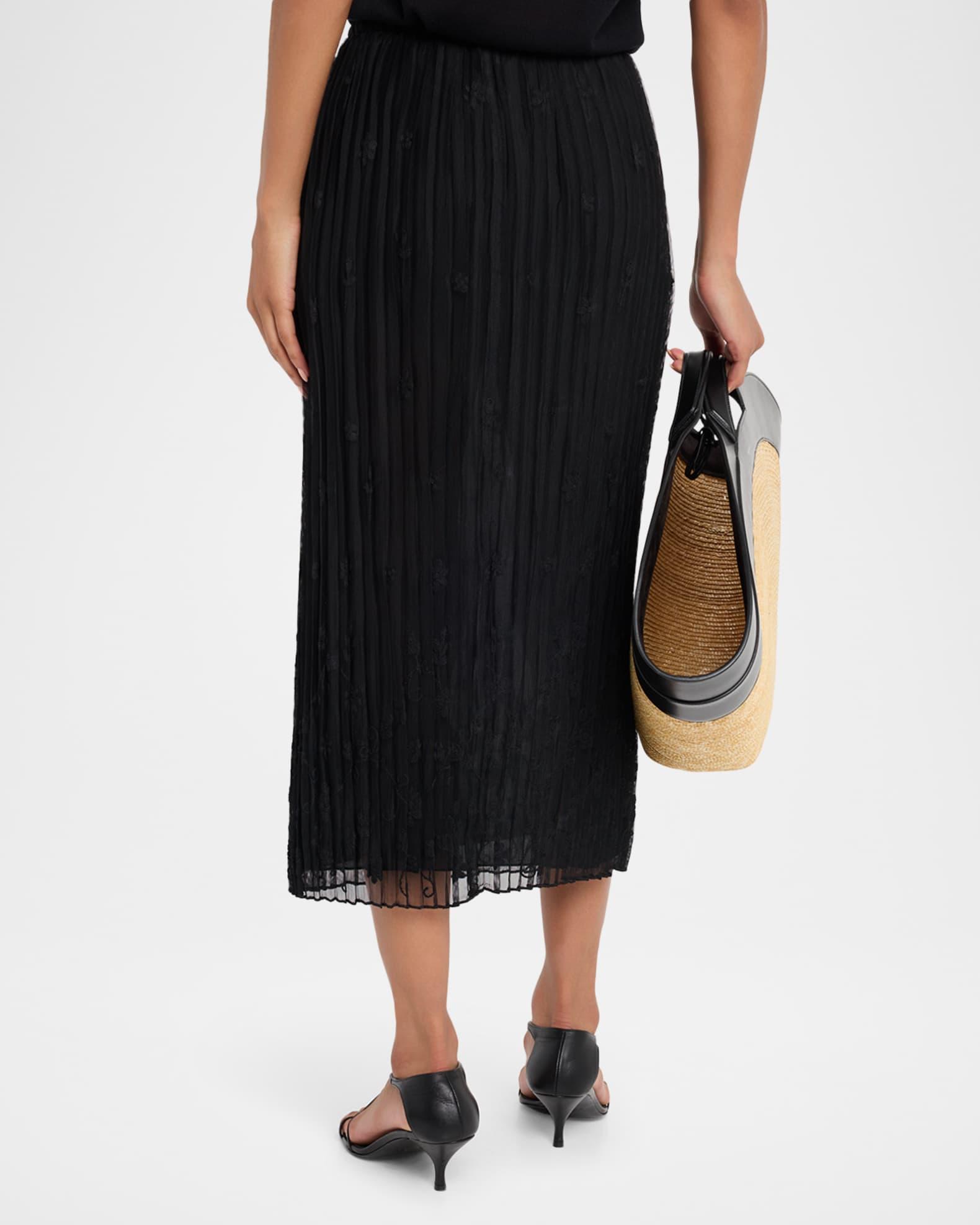 Floral Pleated Tulle Midi Skirt Product Image
