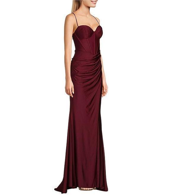 B. Darlin Spaghetti Strap Corset Side Shirred Long Dress Product Image