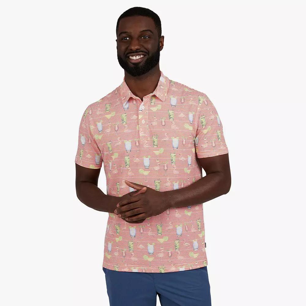 Men's Chaps Short Sleeve Print Performance Polo, Size: XL, Light Orange Product Image