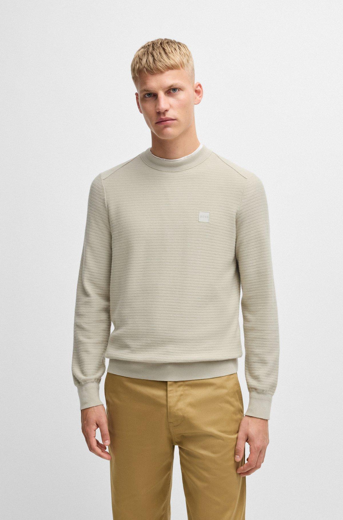 BOSS - Regular-fit sweater in cotton and cashmere - Light Beige Product Image