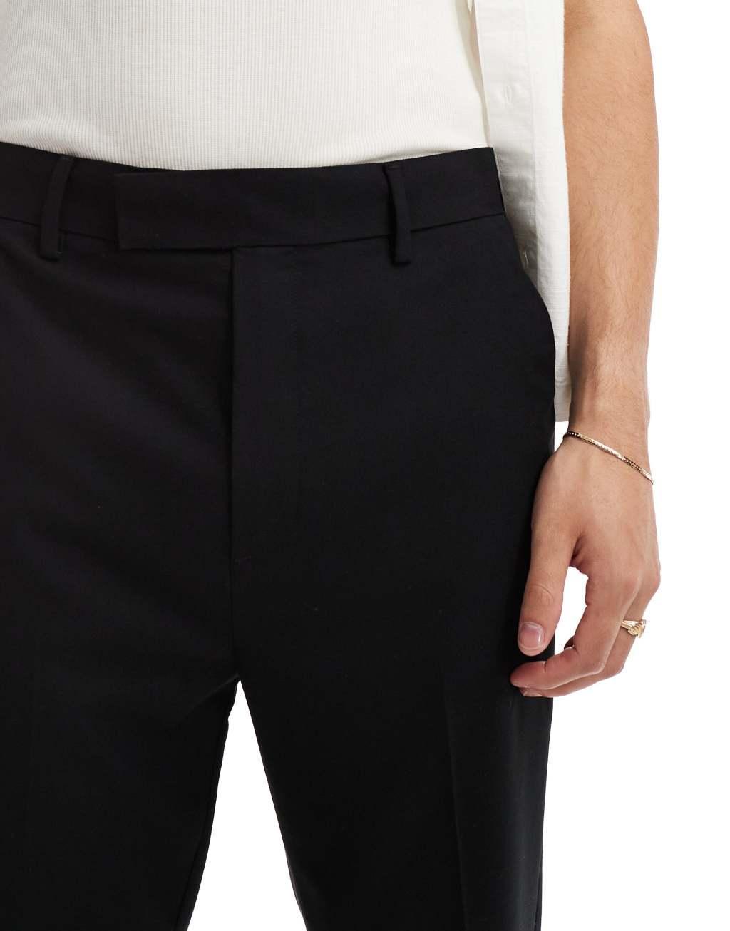 ASOS DESIGN dressy tapered fit pants in black Product Image