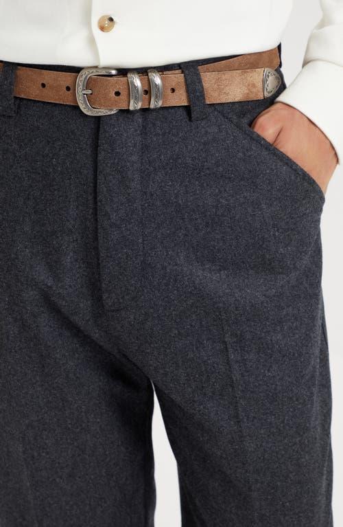 BRUNELLO CUCINELLI Virgin Wool Flannel Leisure Fit Trousers In Grey Product Image