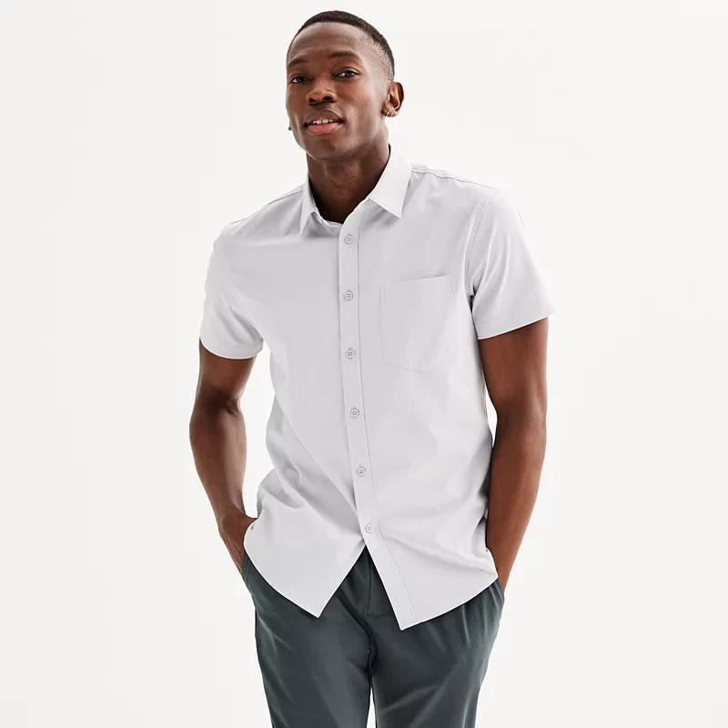 Men's FLX Slim Performance Untucked-Fit Button Down Shirt, Size: Small SLIM, Blue Beauty Product Image