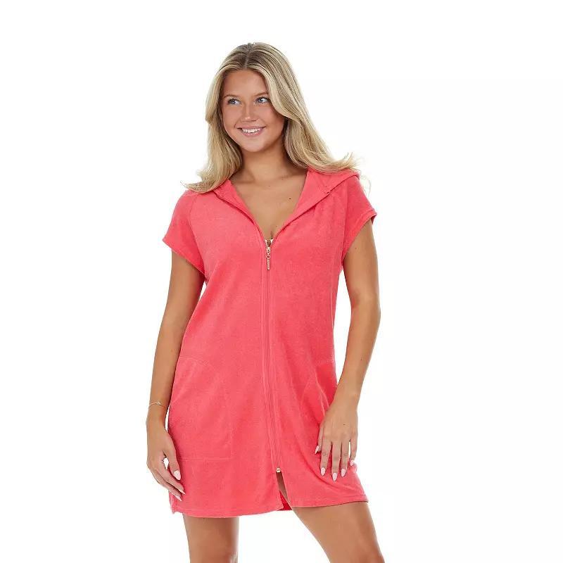 Plus Size Jordan Taylor Zipper Front Swim Cover Up, Women's, Size: 3XL, Pink Product Image