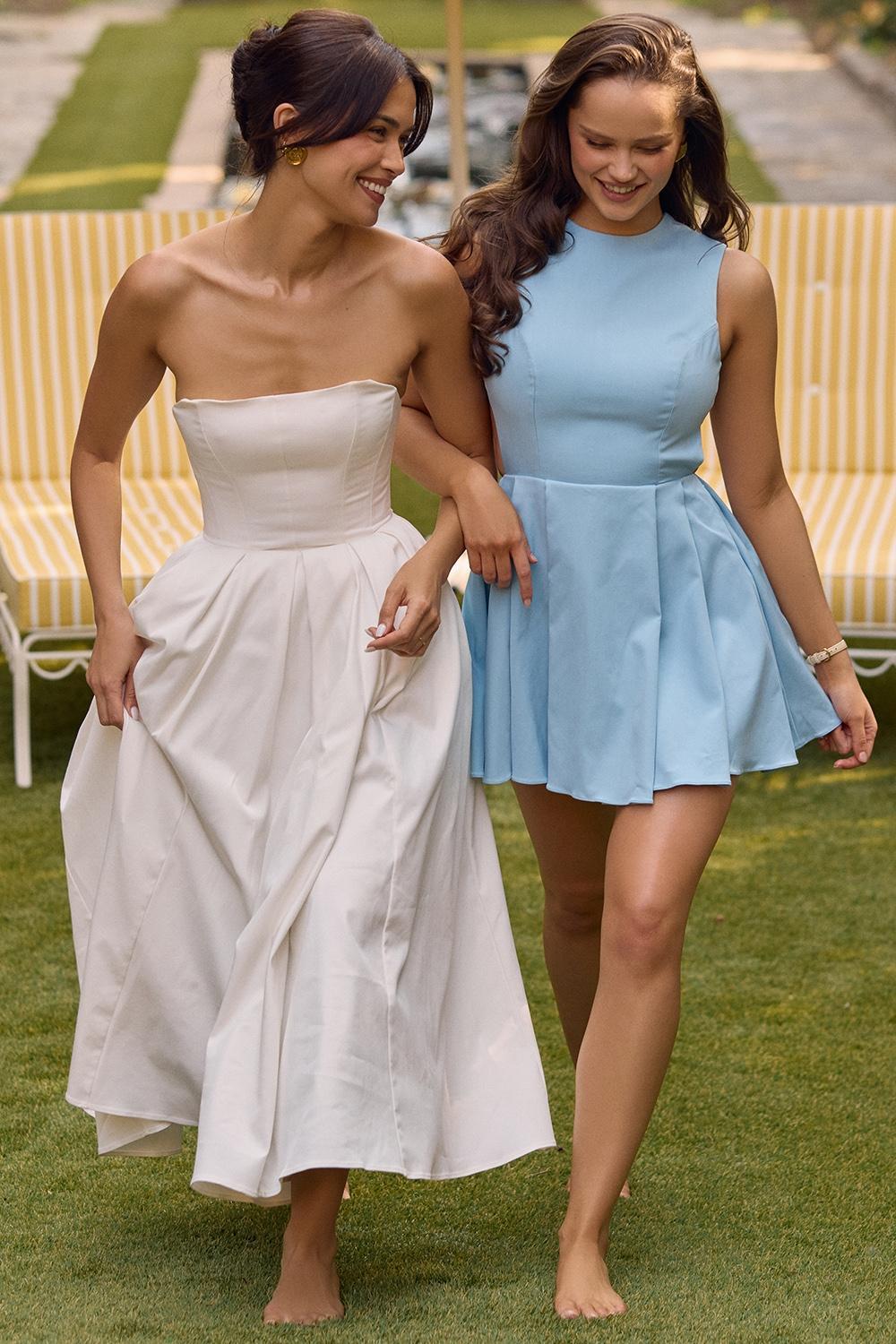 Ingrid Tuscan Blue Twill Mini Dress Product Image