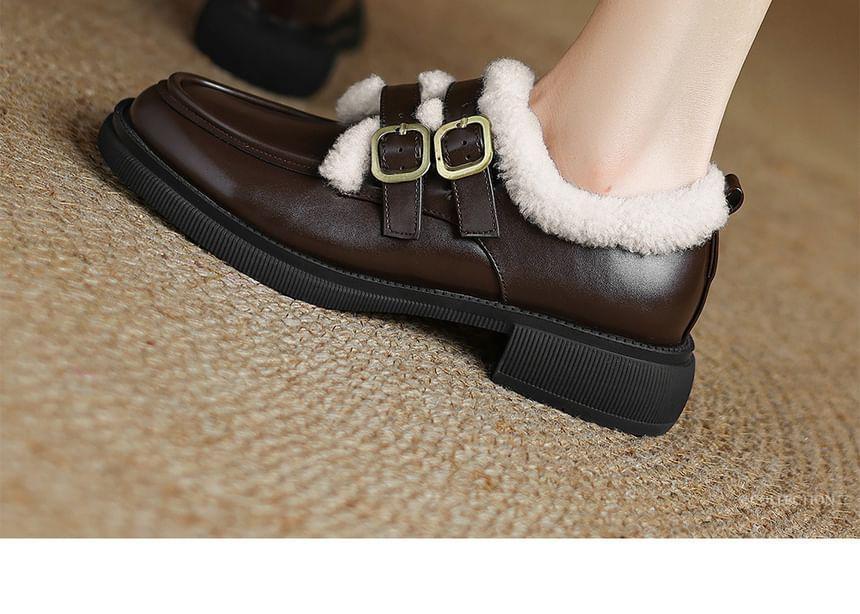 Buckled Fleece Trim Loafers  Product Image